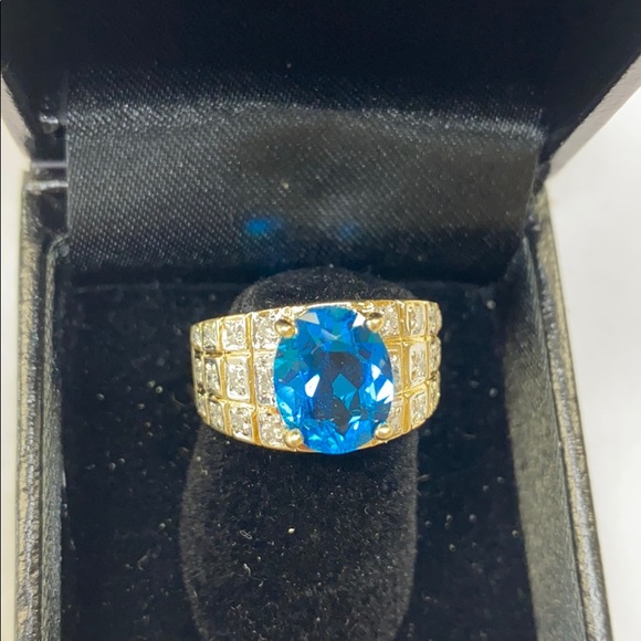 14K blue Lopez & Diamonds Ring - Picture 3 of 8